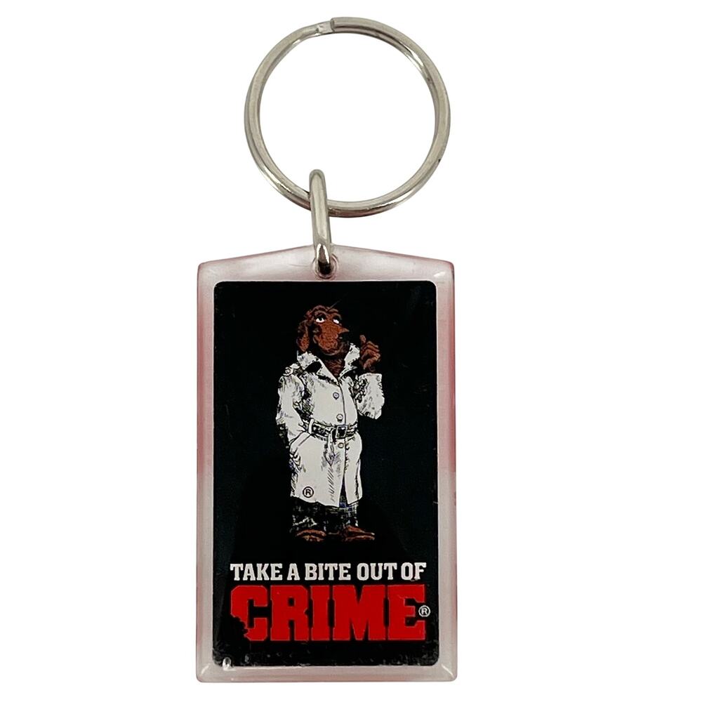 80s McGruff the Cime Dog Take a Bite Out of Crime Key Chain 1980s Vintage
